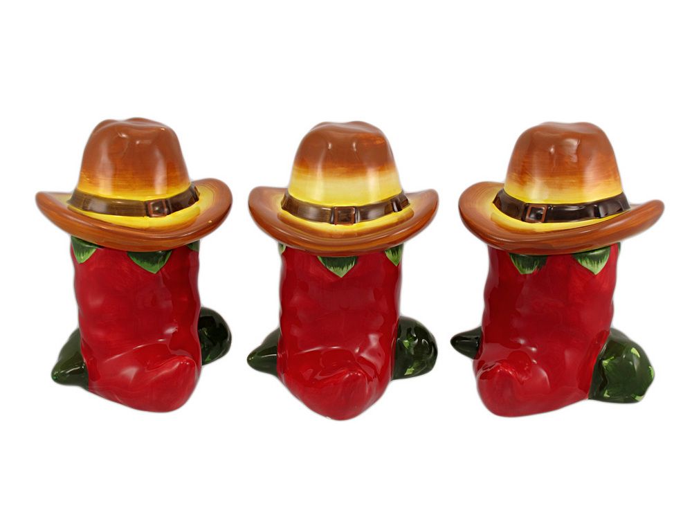 Southwestern 3 Piece Ceramic Chili Pepper Canister Set