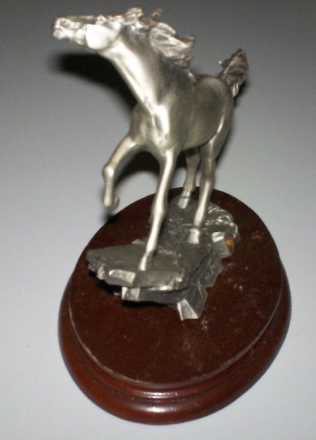 New Chilmark Pewter Statue Figure Horse Stalion Cowboy Texas Stallion 