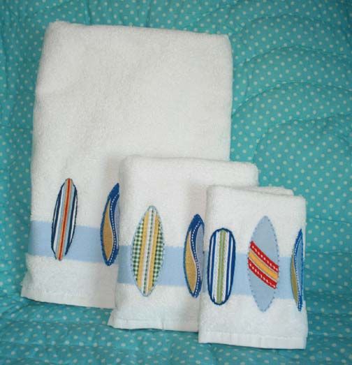 Pottery Barn Kids Surfboard Surf Bath Towels Blue Mailbu Island 3pc On Popscreen