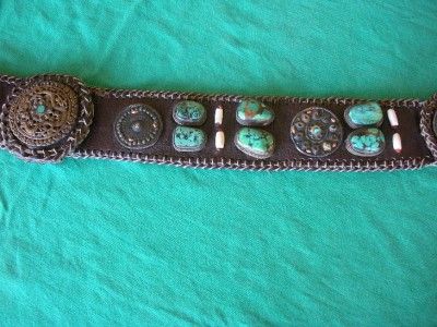 Antique leather and silver belt sewn with Chesnee coat closers and 