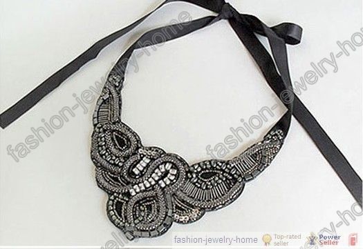 Fashion Handmade Ribbon crystal Chokers Necklace