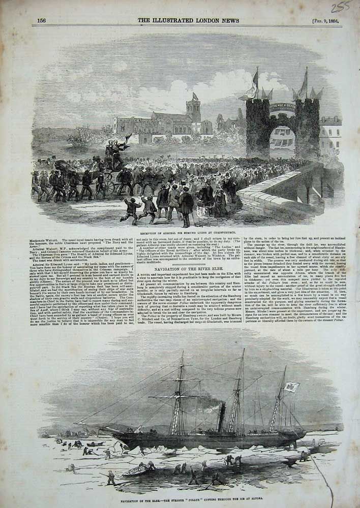 1856 Admiral Lyons Christchurch Steamer SHIP Pollux Ice