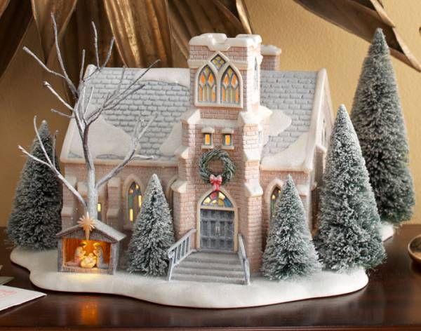   56 WINTER FROST VILLAGE *HOLY NIGHT CHURCH* LIT HOUSE, FREE S/H, NIB