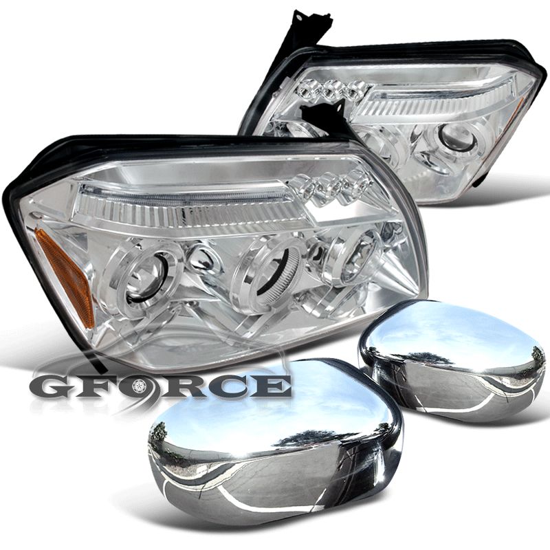 05 07 Dodge Magnum Chrome Headlights Side Mirror Covers