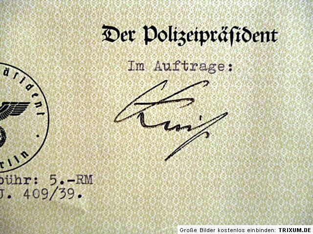 German Reich citizenship ID certificate   Berlin 1939   killed in