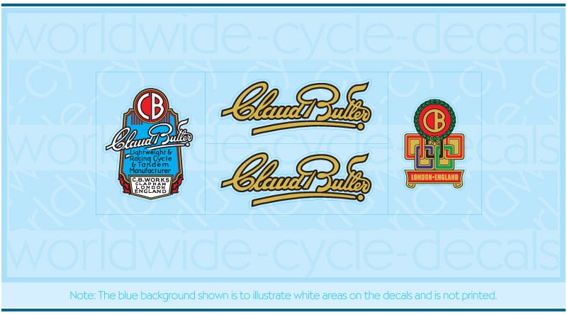 Claud Butler Bicycle Decals Transfers Stickers Set 1