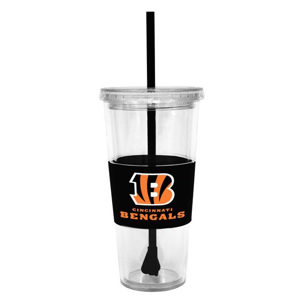 Cincinnati Bengals 22 oz. Double Walled Straw Tumbler with Sleeve