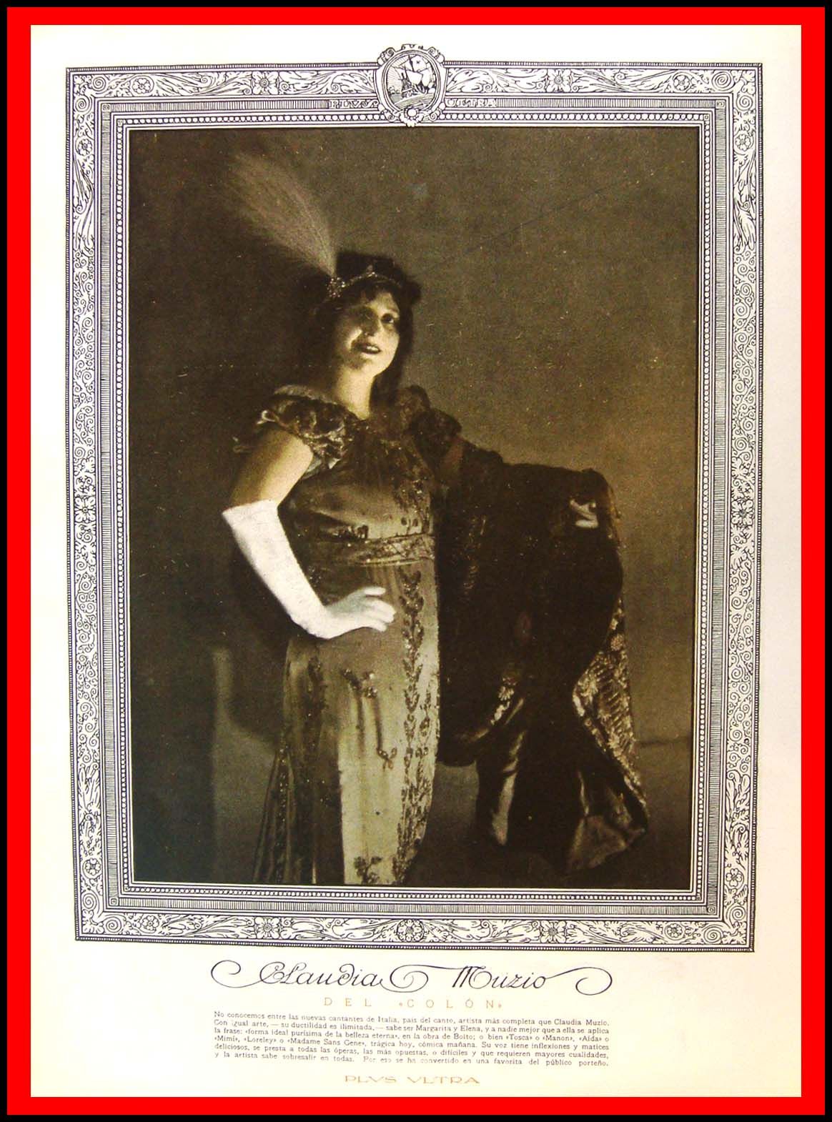 CLAUDIA MUZIO. PORTRAIT. VINTAGE MAGAZINE AD Plus Ultra 1919