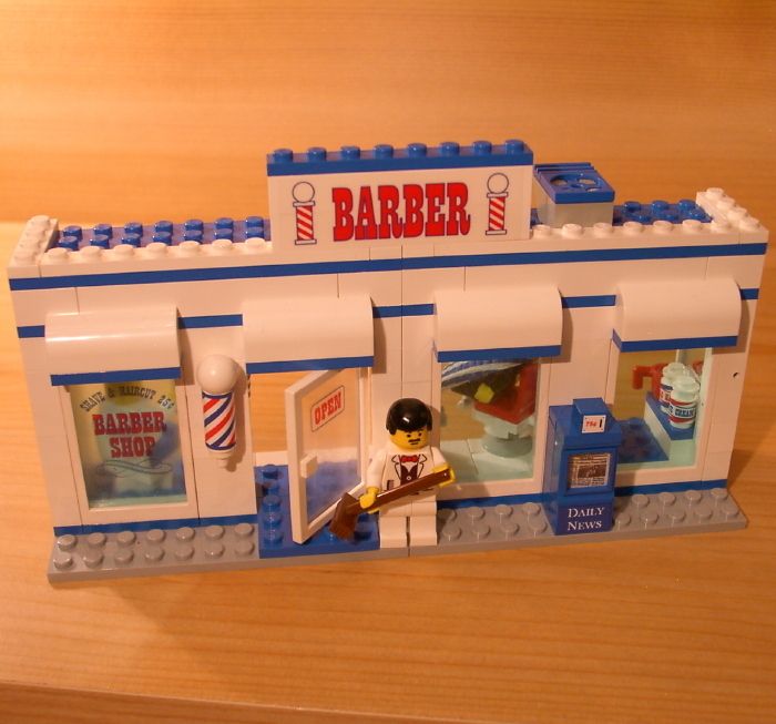 FUN CUSTOM BARBER SHOP set for town/city/train/police LEGO hair salon