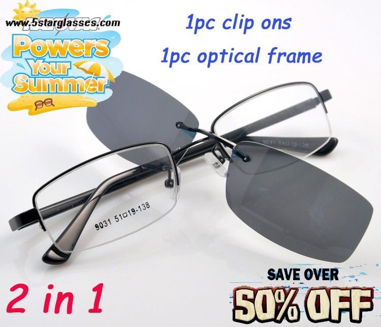 9031POLARIZED Clip on Sunglasses with Eyeglasses Frames