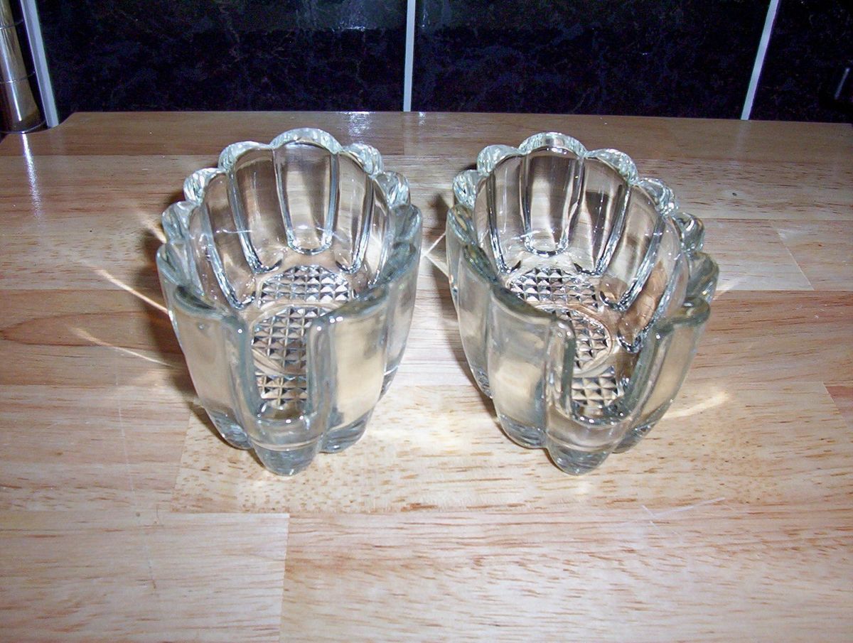   HOUSE 2 Vintage Clear Crystal Optic Utensil Fork Spoon Holders 438