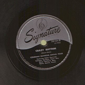 COLEMAN HAWKINS SWING FOUR vintage jazz 78 rpm record Signature 28104
