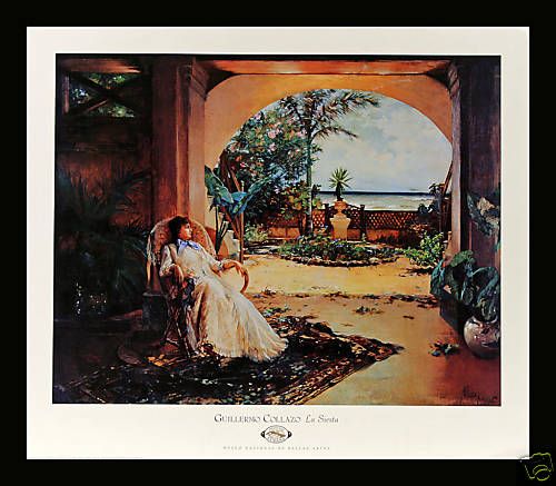 La SiestaCourtyard Art Framed Print Guillermo Collazo