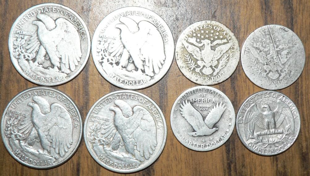 Liberty Walking 90% Silver Half Dollars   1918, 1918 S, 1944, 1945 S