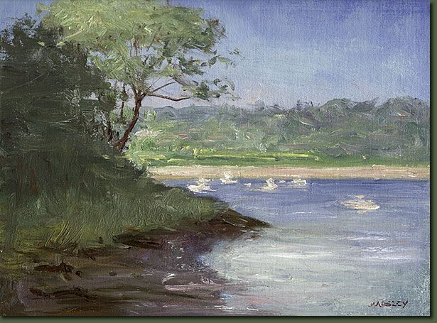 morning in cold spring harbor park 12 x 16 oil on linen on panel