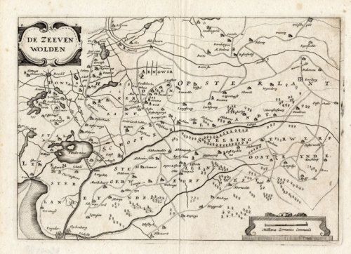  Antique Map Friesland Zevenwolden Colom 1635