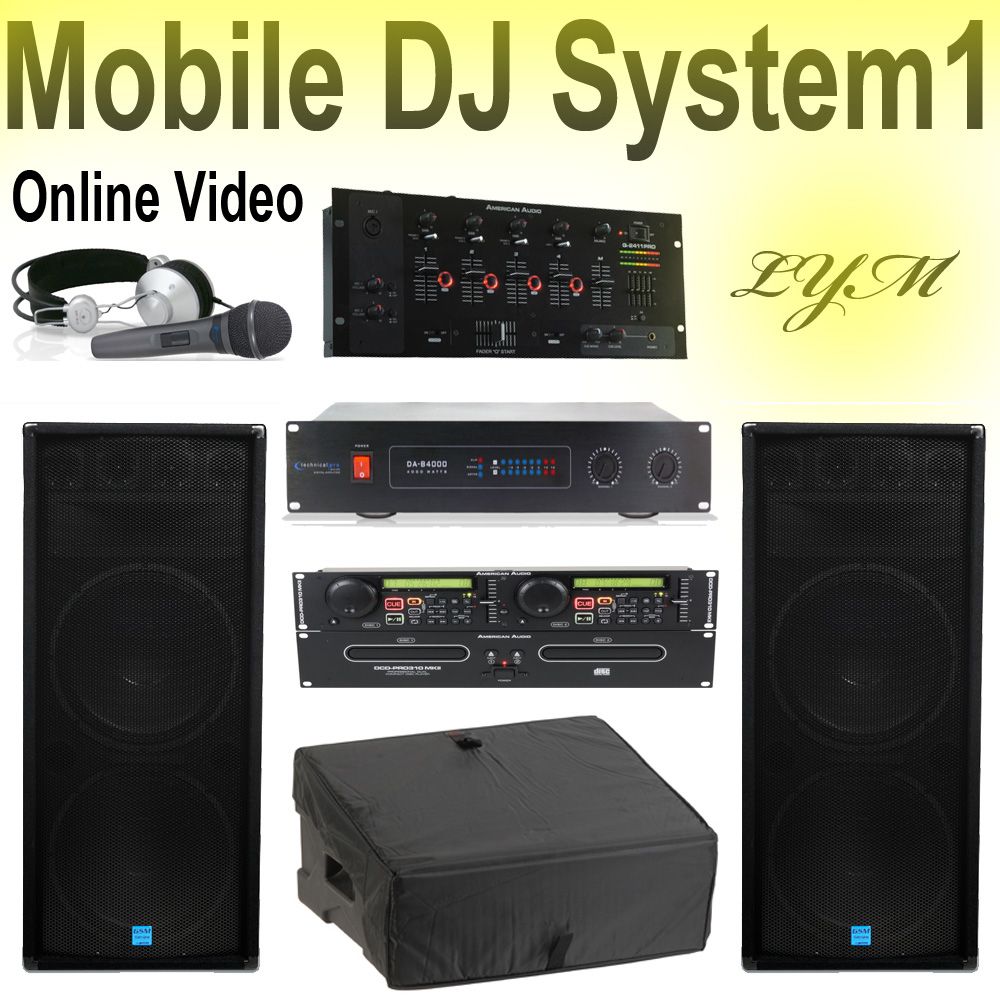 DJ Club Sound System Speakers Amplifier Mixer Dual CD Player 4 A