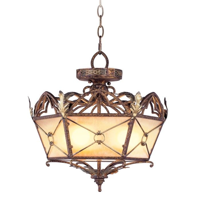 NEW 3 Light Md Semi Flush Mount Ceiling Lighting Fixture, Gilded