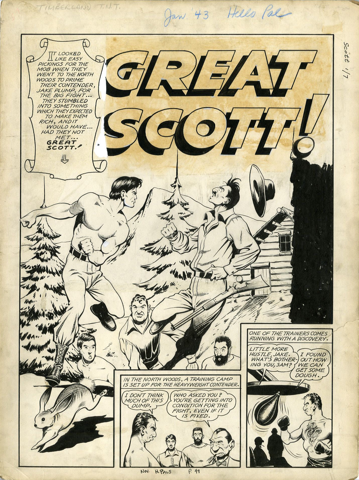 George Tuska Attributed Great Scott Cmplt 7 PG Story Orig Art Hello