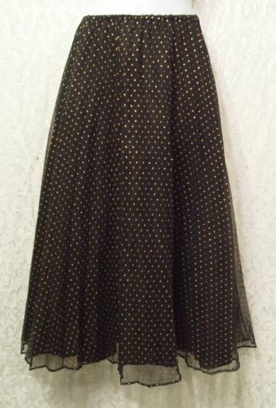 Copper Dots Sheer Black Jacket Skirt Set Unique M L