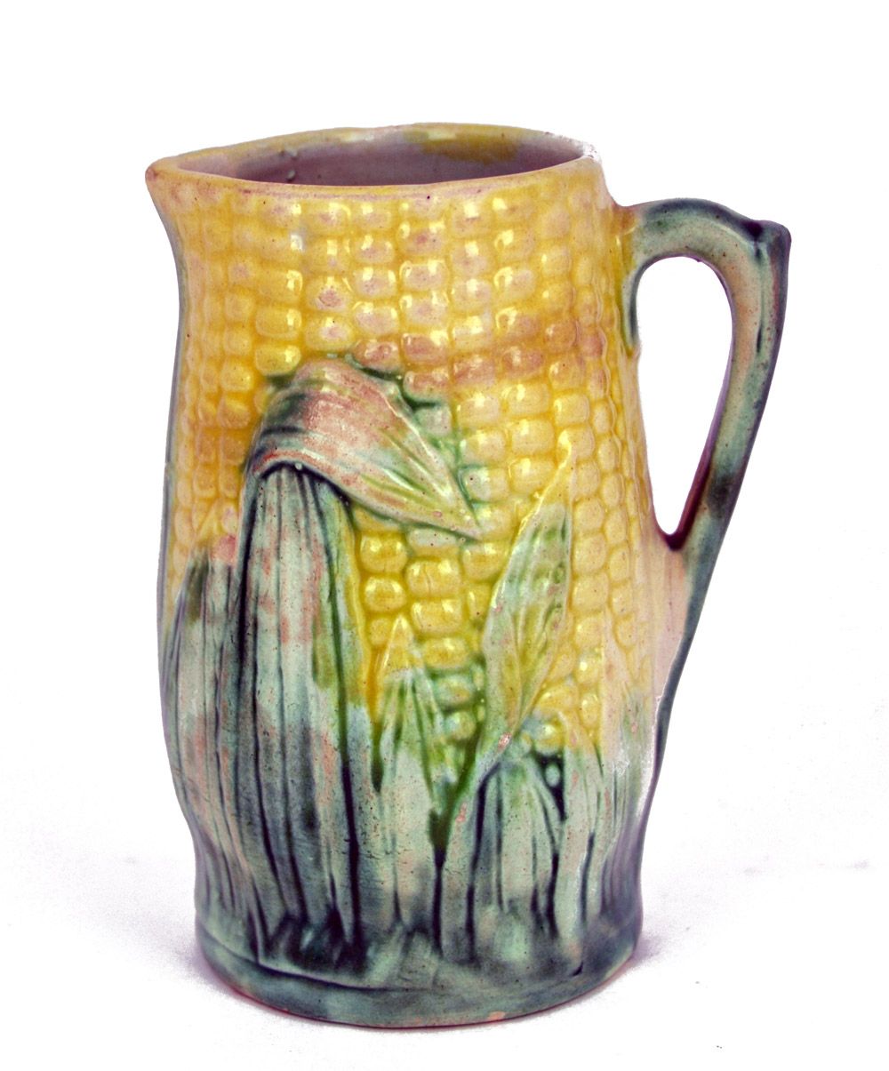 Corn Yellow Water Jug Majolica 20th Century Pitcher