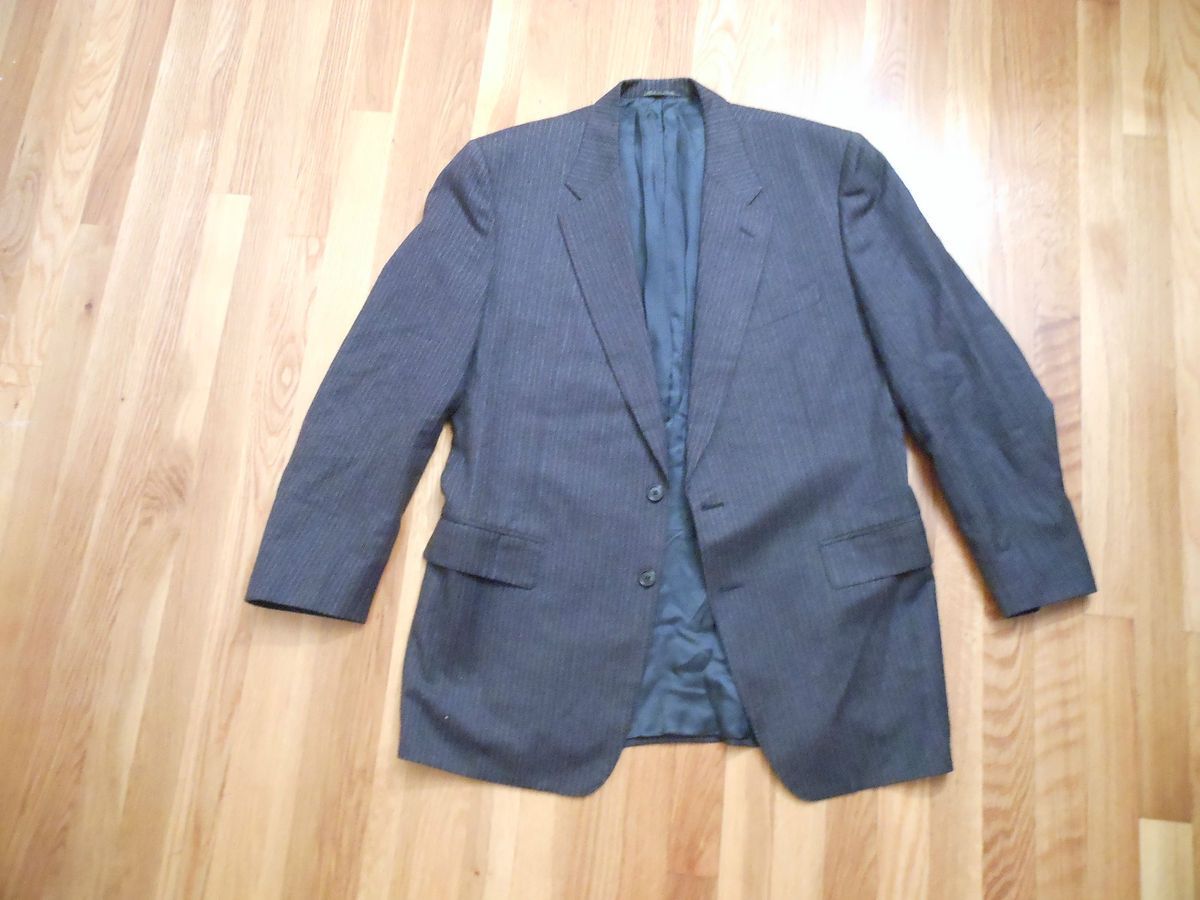 CORNELIANI italy GRAY pinstripe mens 46L 2 button wool CASHMERE blazer