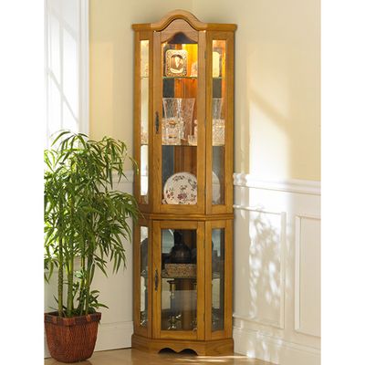 New Michelle Lighted Corner Curio Cabinet 2 Colors