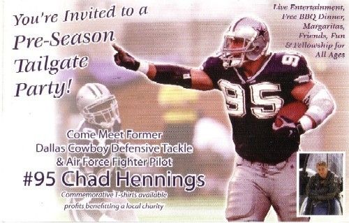 Dallas Cowboys CHAD HENNINGS 2006 Orig Mailer Pre Season Tailgate