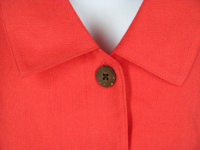  Bust TRAVELSMITH Linen Blend Drop Collar Shirt Top Coral Pretty