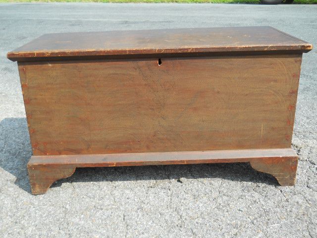 Antique Pine Dovetailed Chippendale Blanket Chest Central Virginia