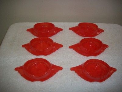 Vintage Red Orange Glasbake Crab Shell Baking Dishes w Box