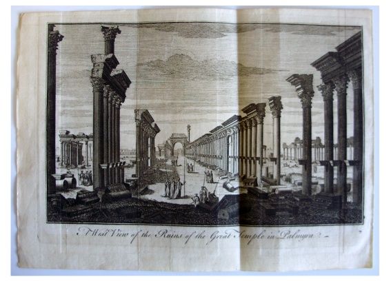 1760 Original Copper Engraving Palmyra Temple of Baal Syria