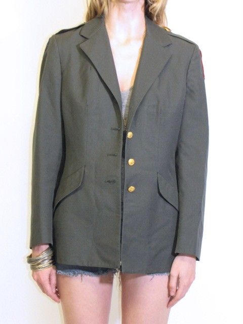 Vtg Military Army Green Uniform Coat Jacket Blazer