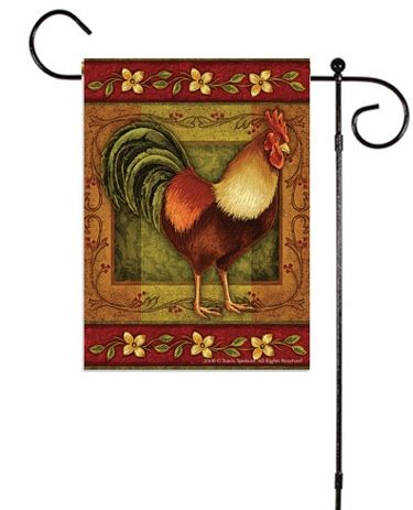 this  country folk sunrise rooster garden banner flag garden