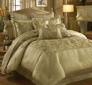 Croscill Savina King Comforter Pillow Set 12 Pcs Taupe