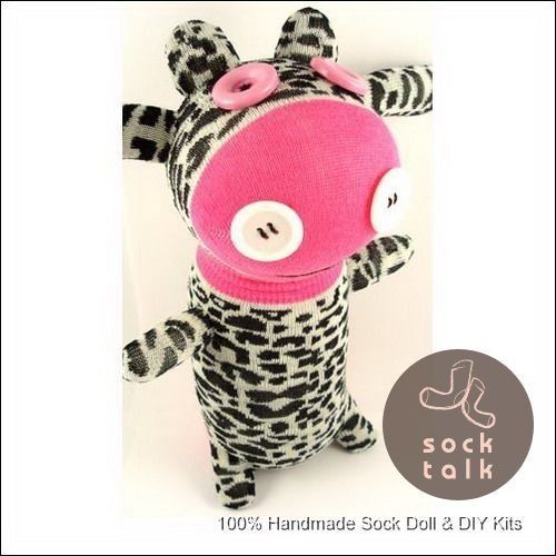 Handmade Leopard Sock Monkey Cow Stuffed Animals Doll