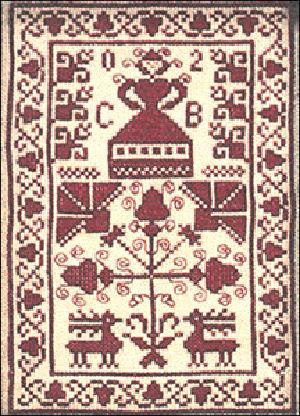 Red Acorn Sampler Counted Cross Stitch Chart