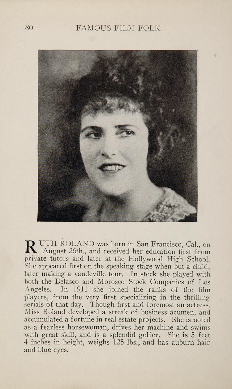 1925 Ruth Roland Cullen Landis Silent Film Movie Actor Original