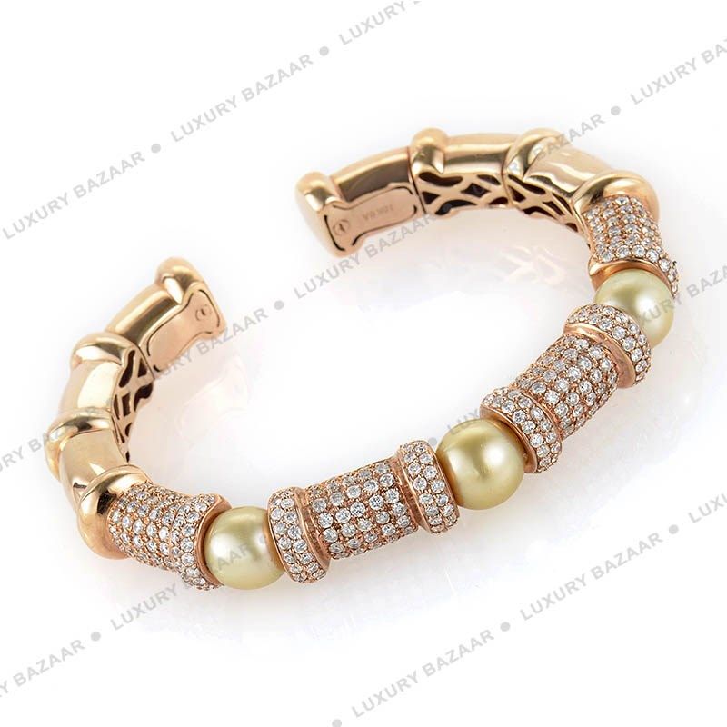 18K Rose Gold Diamond and Pearl Bracelet