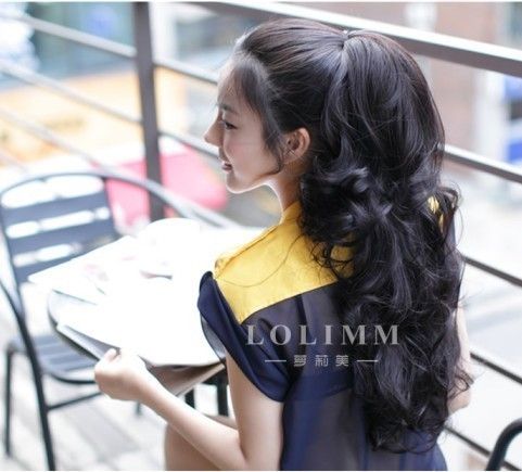 Curl Wavy Long Pony Tail Hair Extension Clip in for Sexy Lady 4 Colors