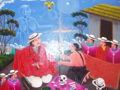 Magdalena Toaquiza Santeria EQUADOR Tigua Art Painting