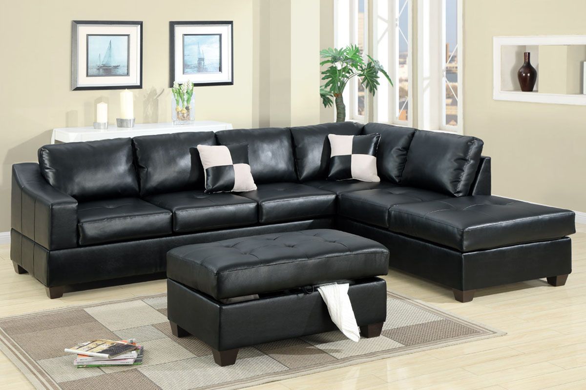 PC Sofa Couches Sectionals w Reversible Chaise Bonded Leather