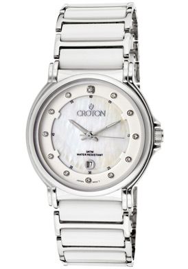 Croton Watch CN207302WHCR Womens Xanthian White Crystal White MOP