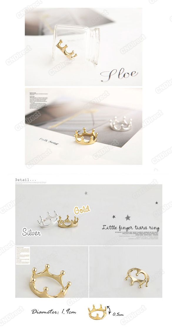  Gold Plated Silver Plated Imperial Crown Ring options 2 color U pick