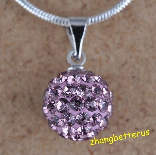 Austrian Lavender Crystal Pave Disco Ball Beads Necklace Pendants