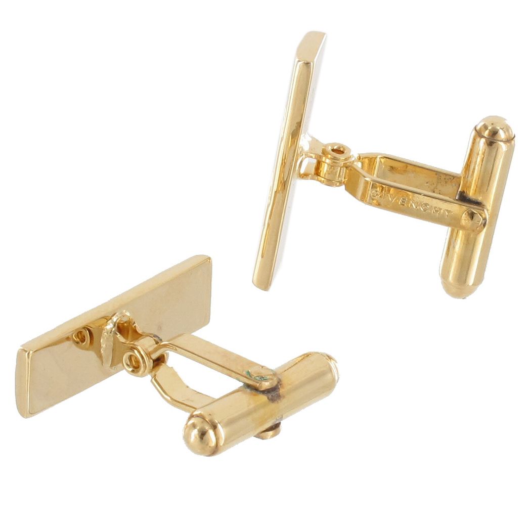 Givenchy Cufflinks Mens Jewelry Rectangular Gold Plated Cuff Links