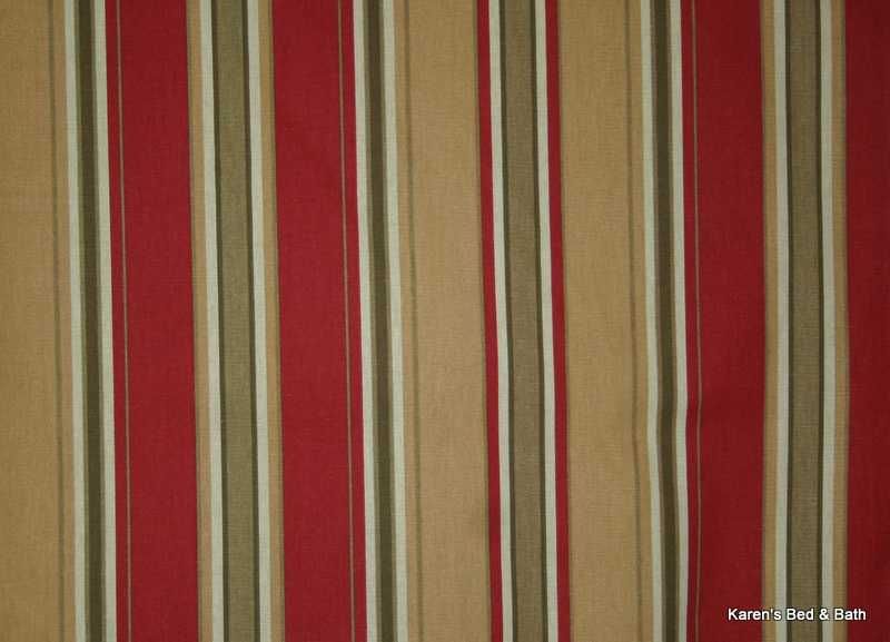 Rust Red Browns Cream Stripes Cotton Duck Curtain Valance NEW