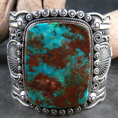 Navajo Darrell Cadman Huge Pilot MT Turquoise Cuff