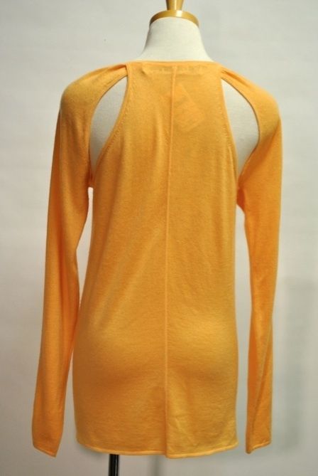 YIGAL AZROUEL Cashmere Cardigan New Sz 2 Orange Cut Out Sweater $440