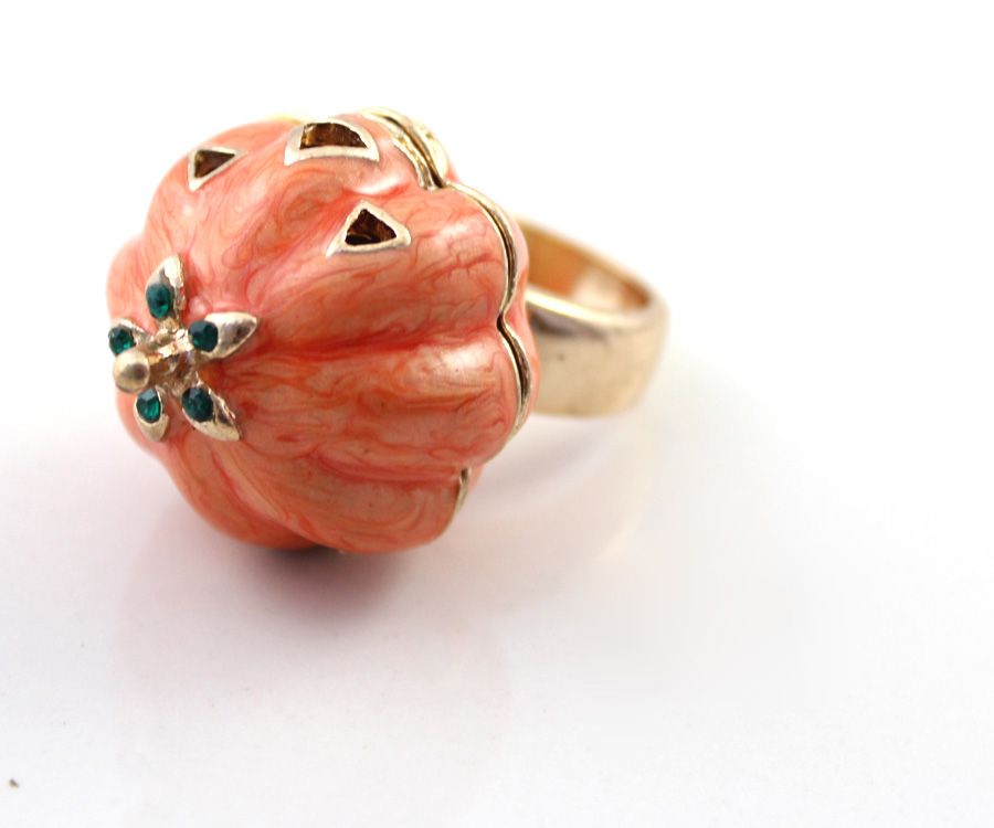 Antique Cute Orange Halloween Pumpkins Ring Elegant Womens Fashion